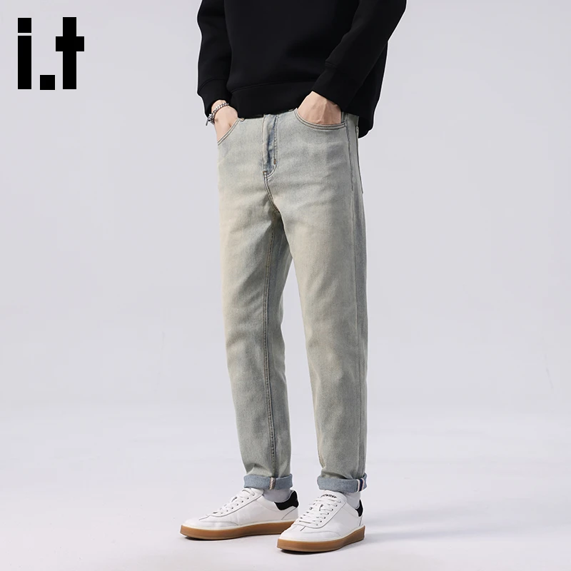 香港it.izzue秋冬新款牛仔裤男潮牌水洗百搭休闲直筒男款裤子