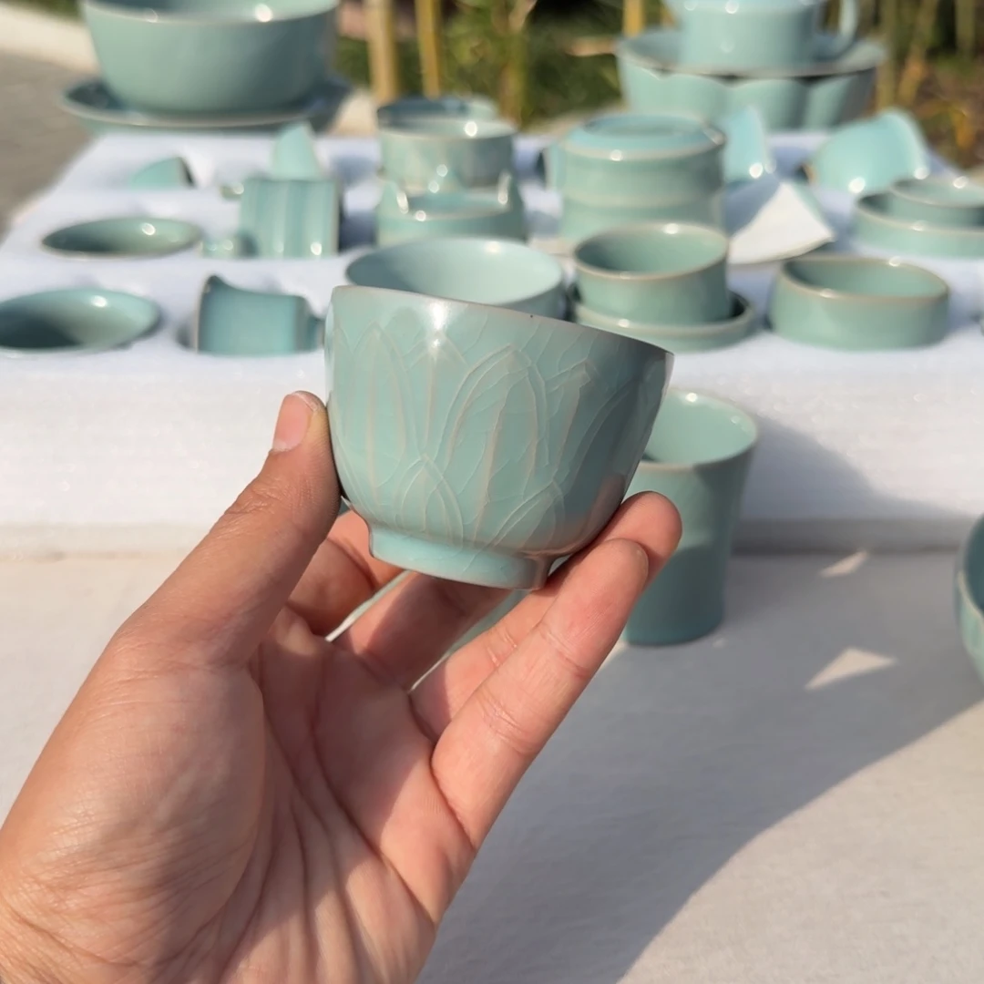 摆件陶全手工莲花杯