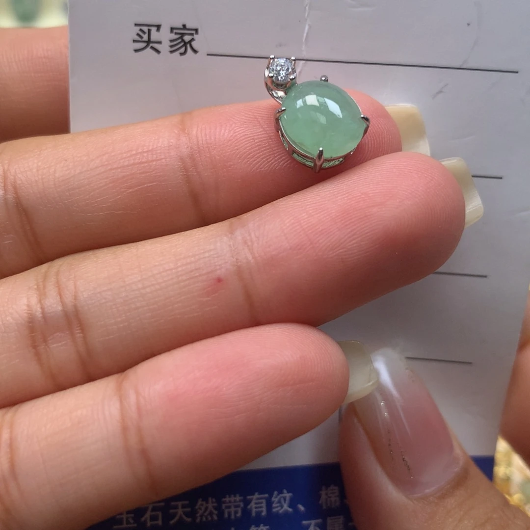 颈饰银S925镶嵌翡翠