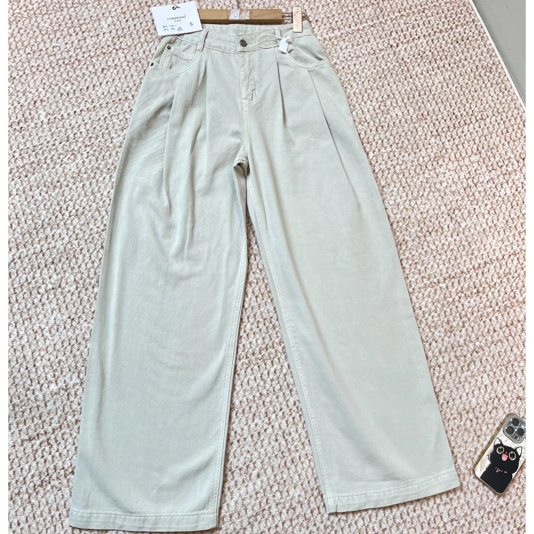 7181-1#爆款~美式褶皱慵懒感阔腿拖地裤