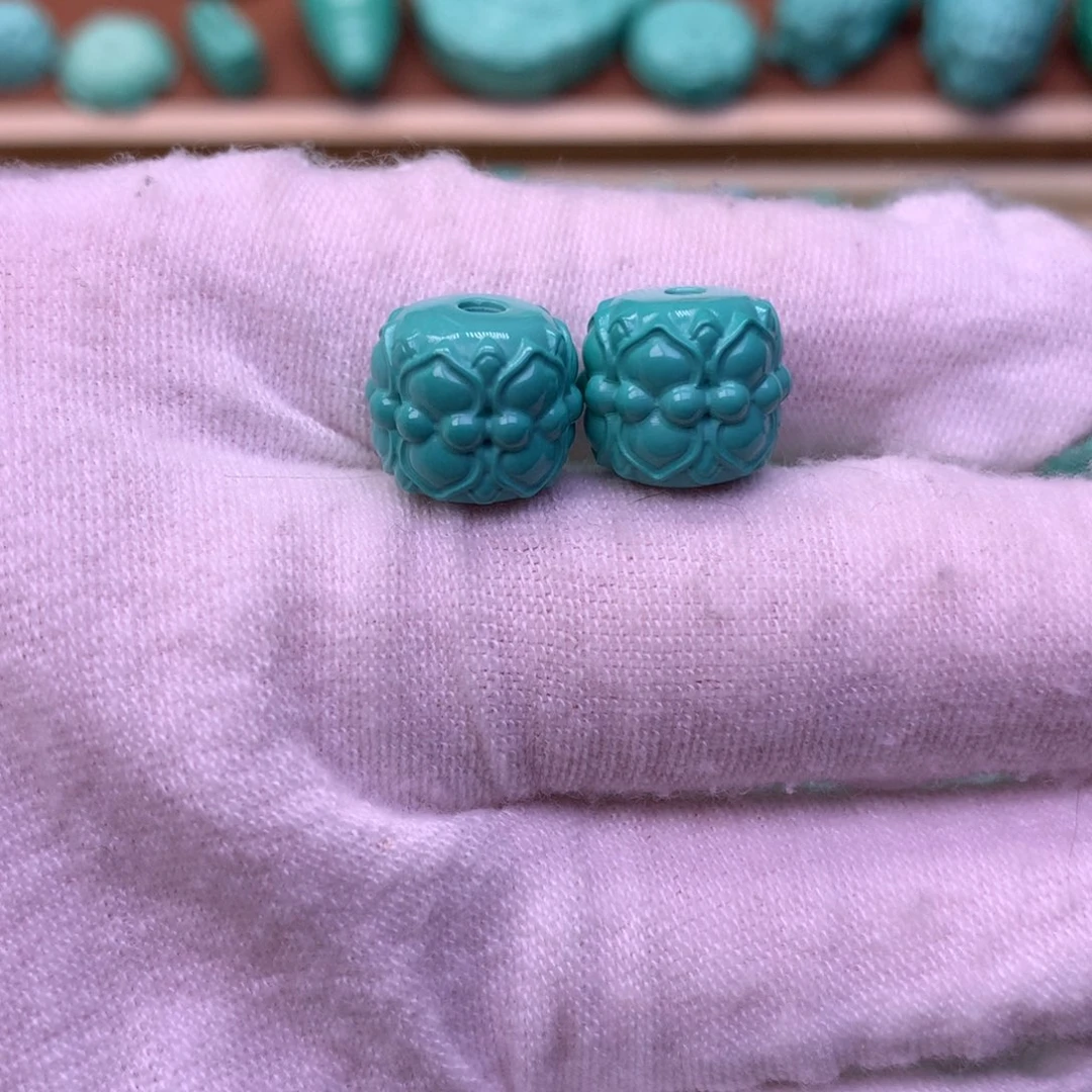 ****己原生态散珠配珠并蒂莲花一对卡12