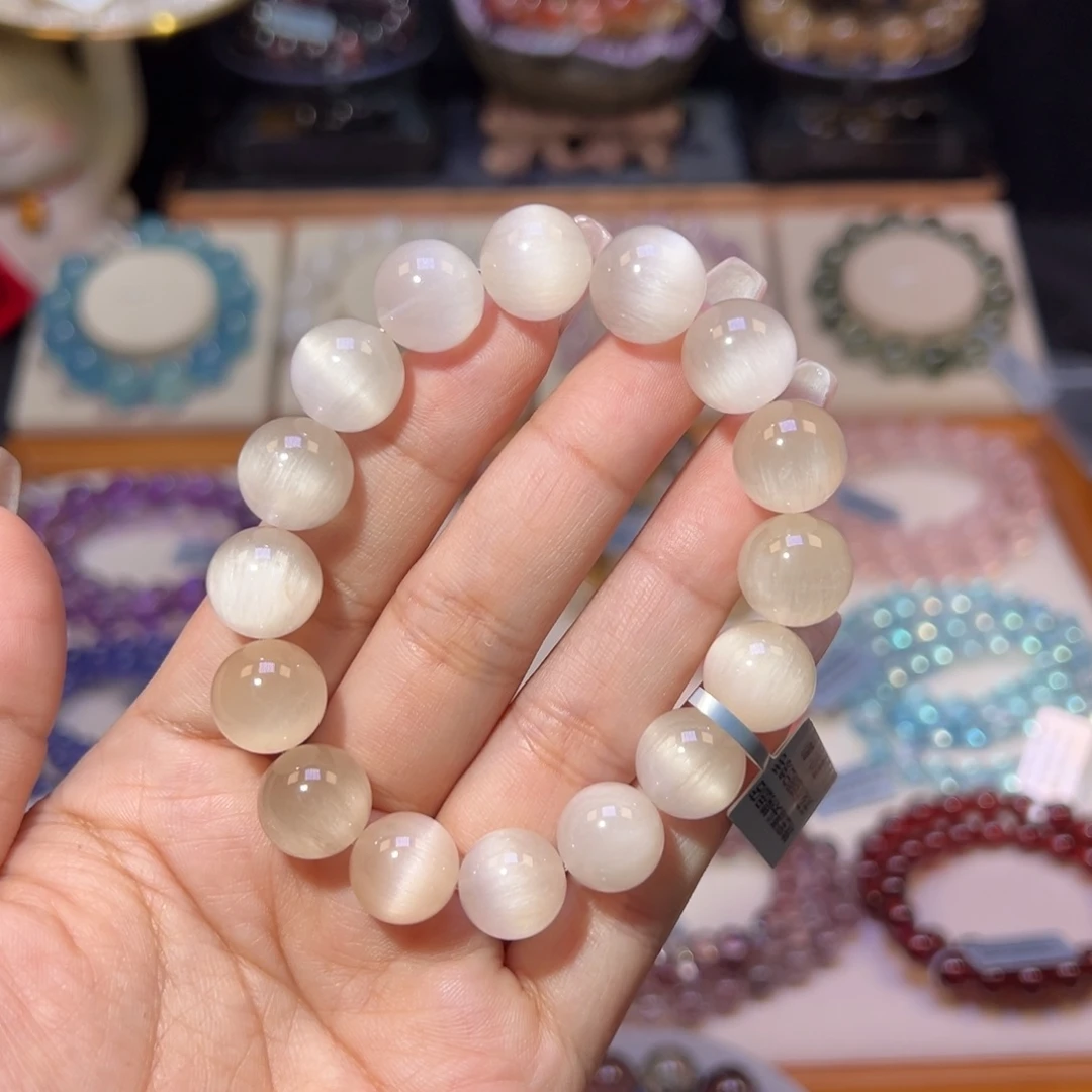 水晶手串未镶嵌格**蒂天花板猫眼兔毛12.5m m