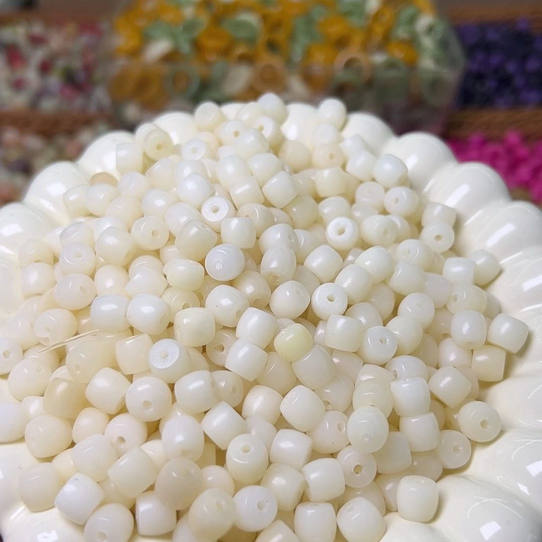 菩提根/象牙果手串200颗直切白色微瑕卡8尺寸