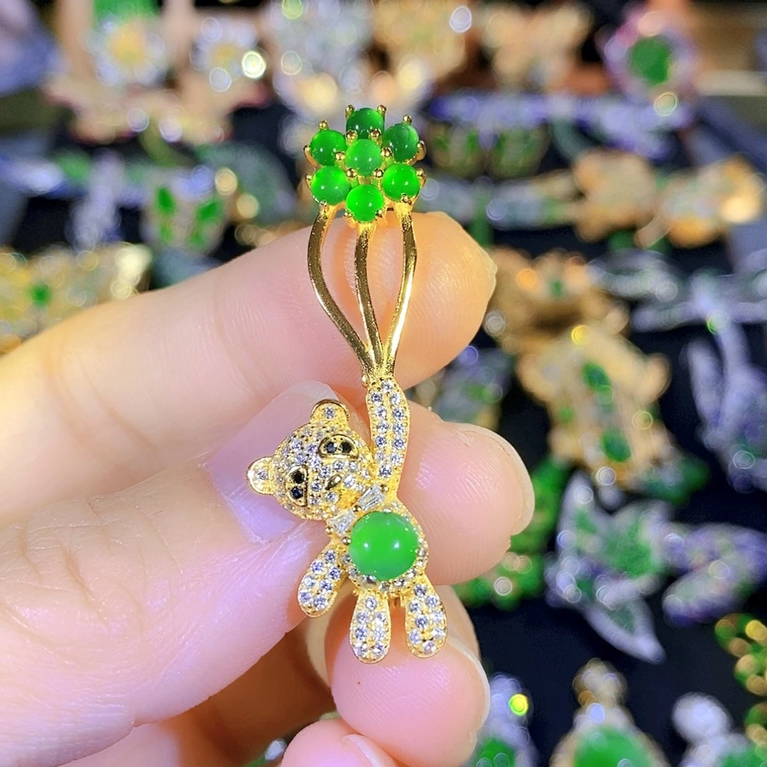 颈饰银S925镶嵌翡翠