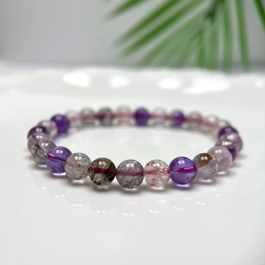 彩超七水晶圆珠单圈手串7mm+ WD-6063