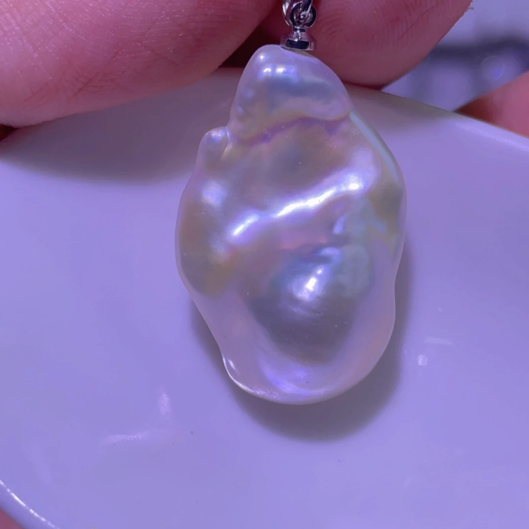 淡水珍珠天然淡水珍珠吊坠银S925镶嵌