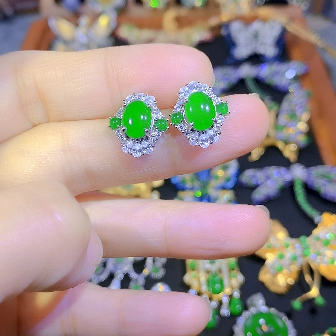 吊坠(不含链)银S925镶嵌翡翠