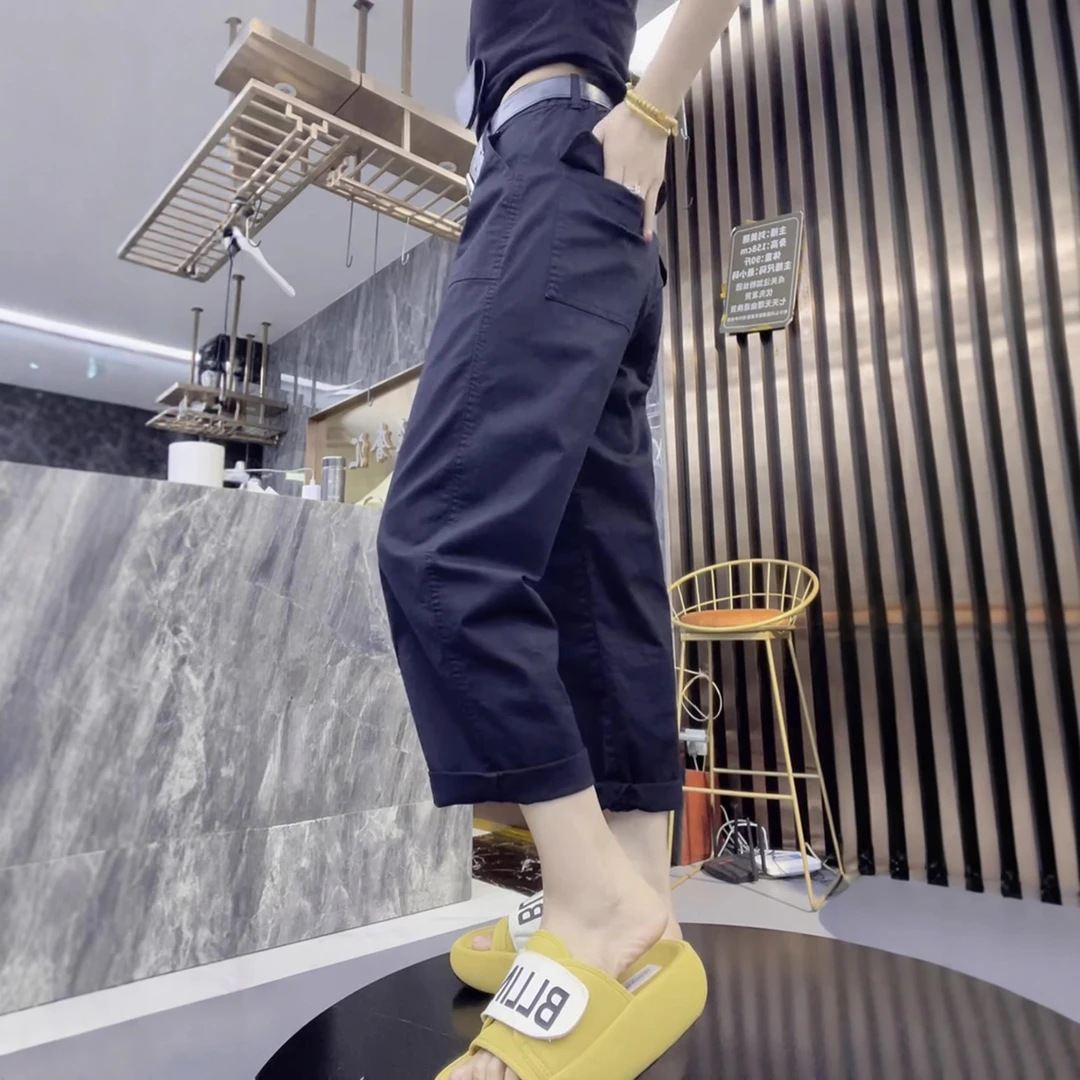 大码女装夏季爆款薄款直筒牛仔裤女高腰宽松显瘦黑色八分法棍裤子