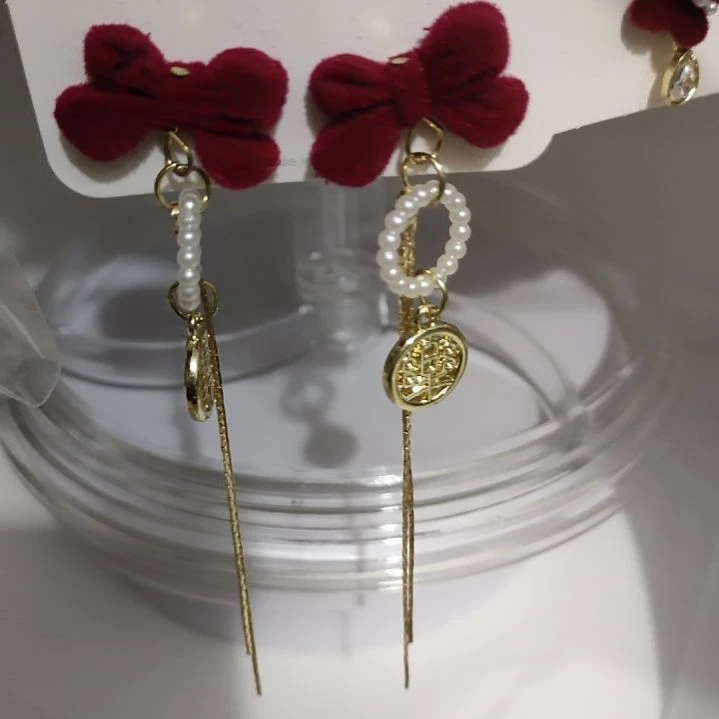 亚克力纯铜合金喜乐流苏耳环过年好