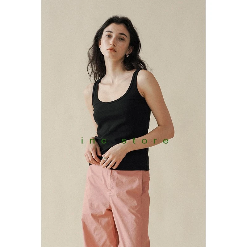 inc store 2025 春夏新品 【昼夜】强捻刺绣黑白灰针织收身背心