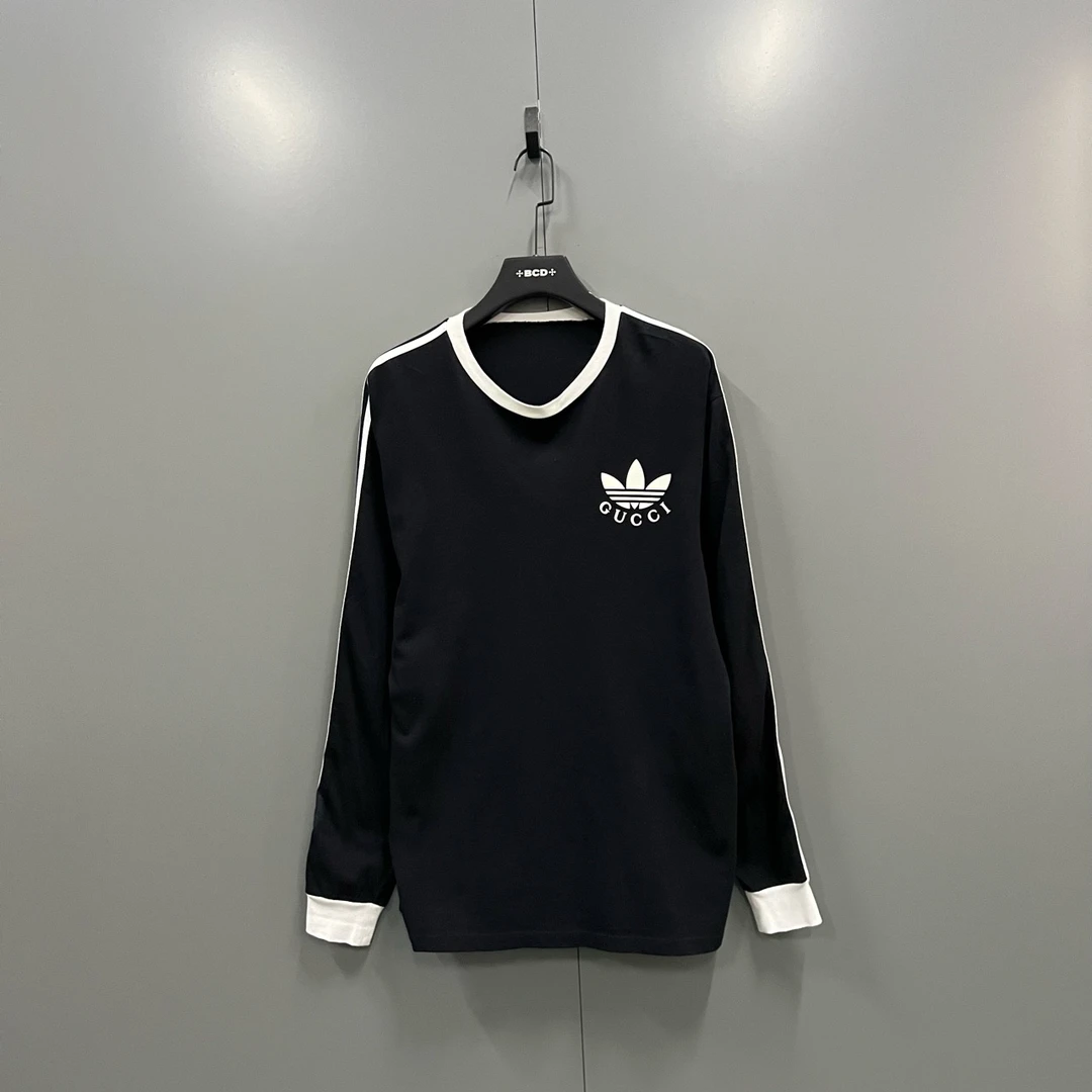 99新 GUCCI/古驰 zz22  联名款 条纹肩饰logo印花长袖 L码/603475