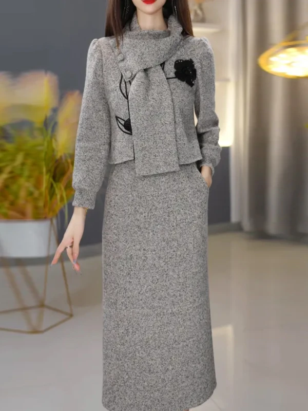 图片色两件套连衣裙优雅时尚减龄收腰显瘦秋季新款