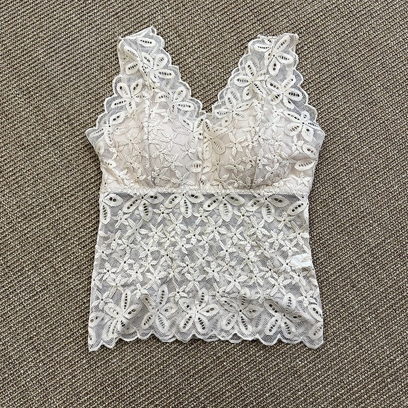 2190 蕾丝V领美背