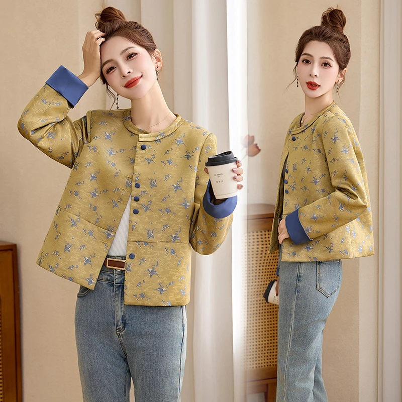 2025春装新款新中式国风上衣高级感独特漂亮超好看小香风黄色外套