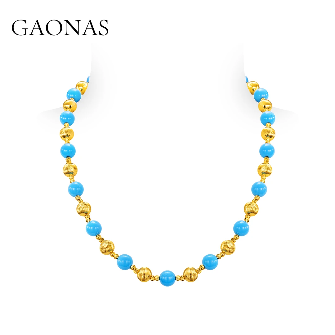 GAONAS 镀K金合成锆石项链 景泰之韵新中式贵气金色项链11364XGO