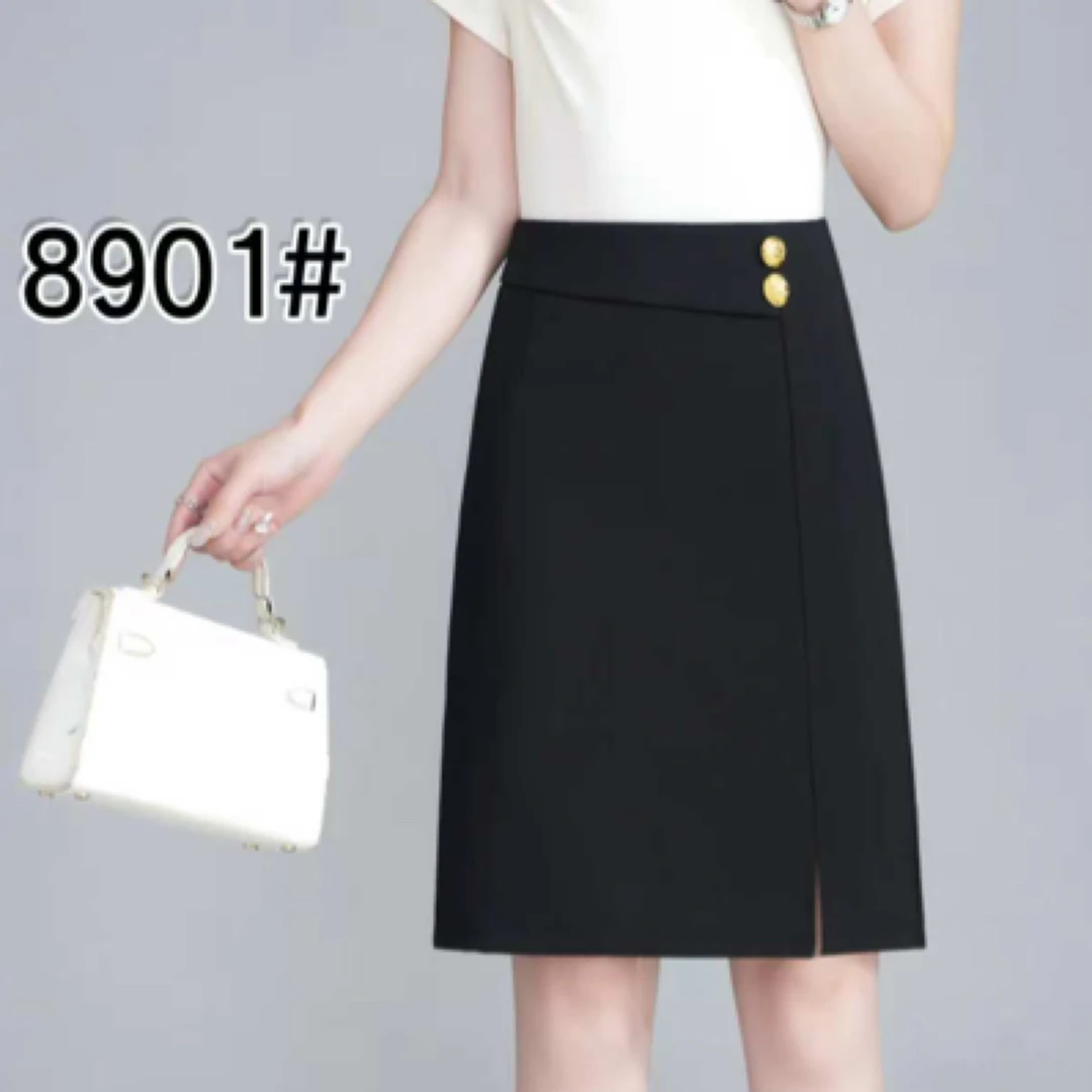 8901#【裙长约55】高腰半身短裙女夏季夏装减龄小个子百搭裙子