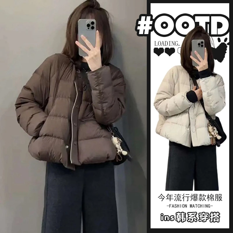 2025冬季新款韩版宽松保暖简约棉服外套小个子时尚加厚百搭棉衣潮