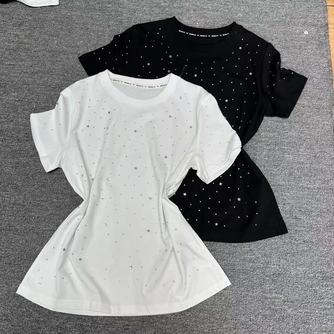 深圳南油高货满天星圆领常规棉质简约洋气短袖T恤