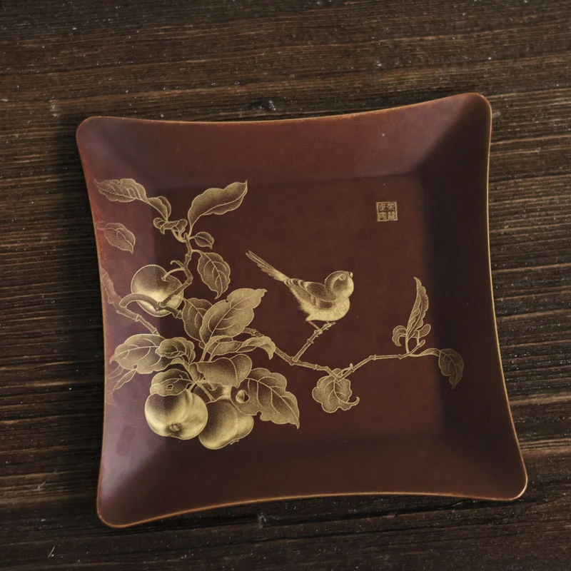 纳兰-平安喜乐褐四方形大杯垫一片（茶艺S0010）