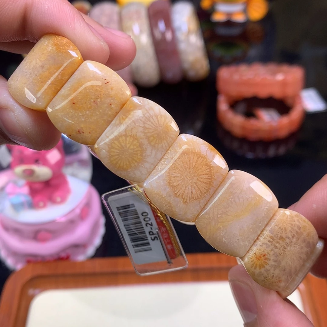 【闪购商品】颈饰未镶嵌硅化珊瑚(珊瑚玉)18号奶黄包大花花