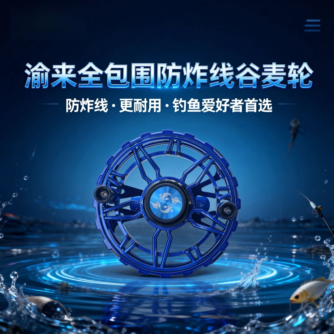 渝来谷麦轮全包围防炸线轻量带泄力手拨式谷麦轮户外垂钓前打轮