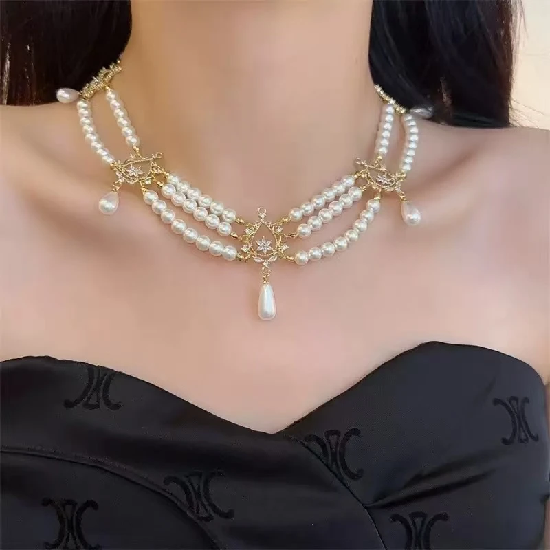 合金仿珍珠手链 LHTE青青定制 仙仙法式珍珠轻奢质感项链E1070