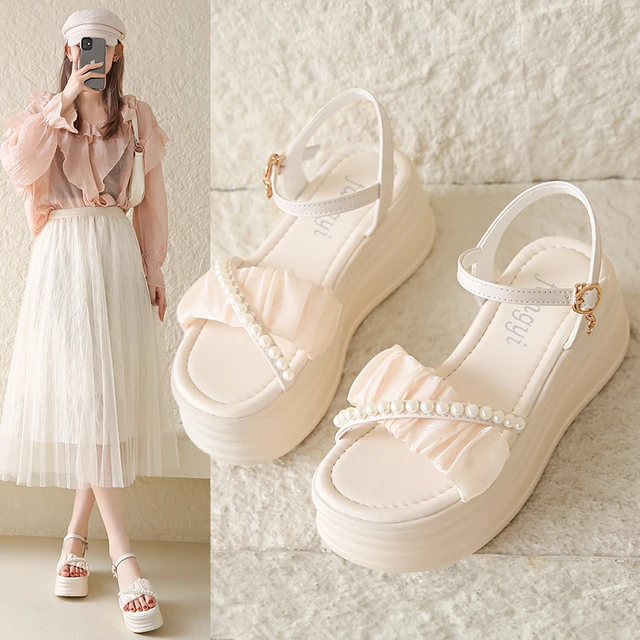 轻便增高松糕厚底凉鞋女夏季外穿仙女风时尚百搭防滑网红罗马鞋女