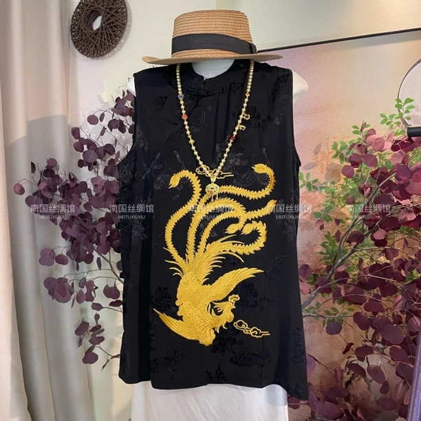 【凤凰】气质显瘦新中式凤凰绣百搭人丝中长款上衣