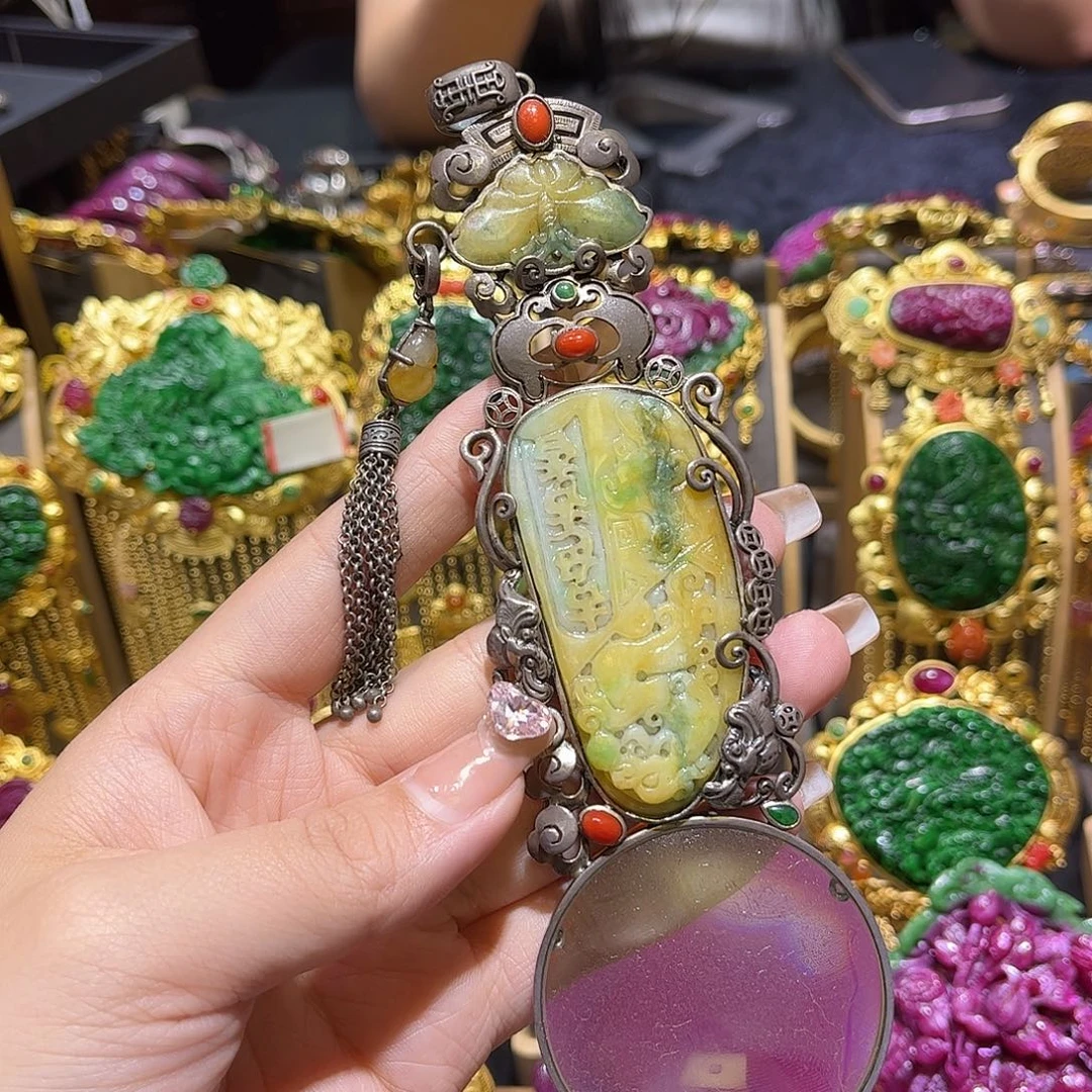 颈饰银S925镶嵌翡翠