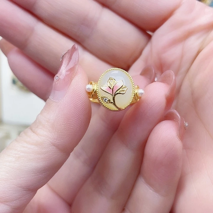 和田玉银S925镀金镶嵌颈饰