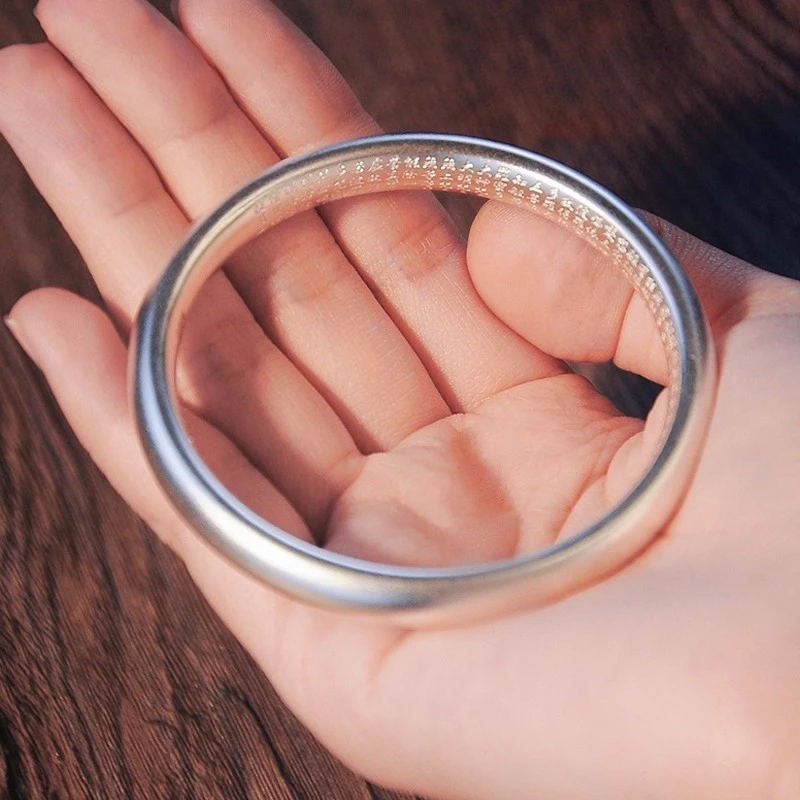 足银手镯 古法简约心经手镯足银999轻奢时尚高级感情人节送女朋友