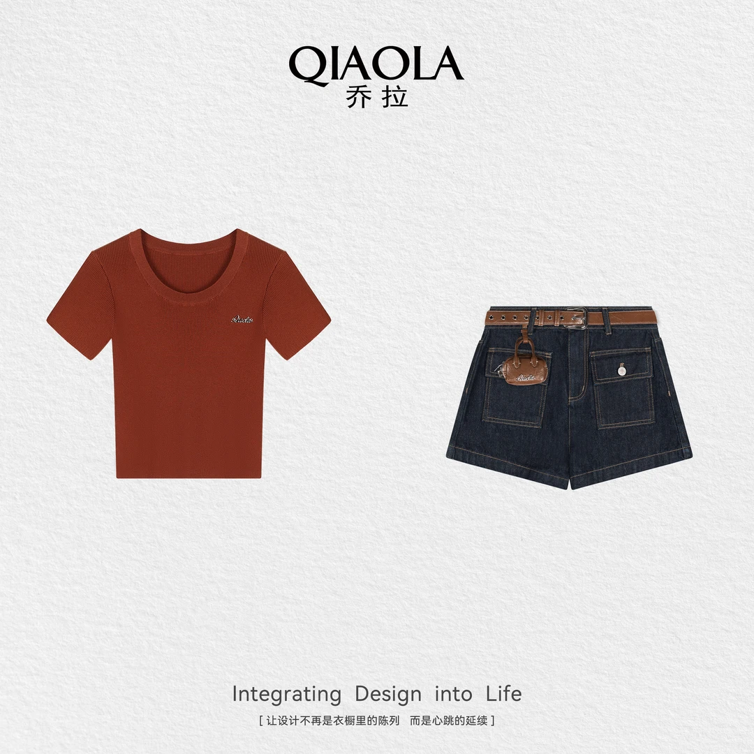 【榛果奶砖】夏季新款上衣牛仔短裤休闲时尚套装预售
