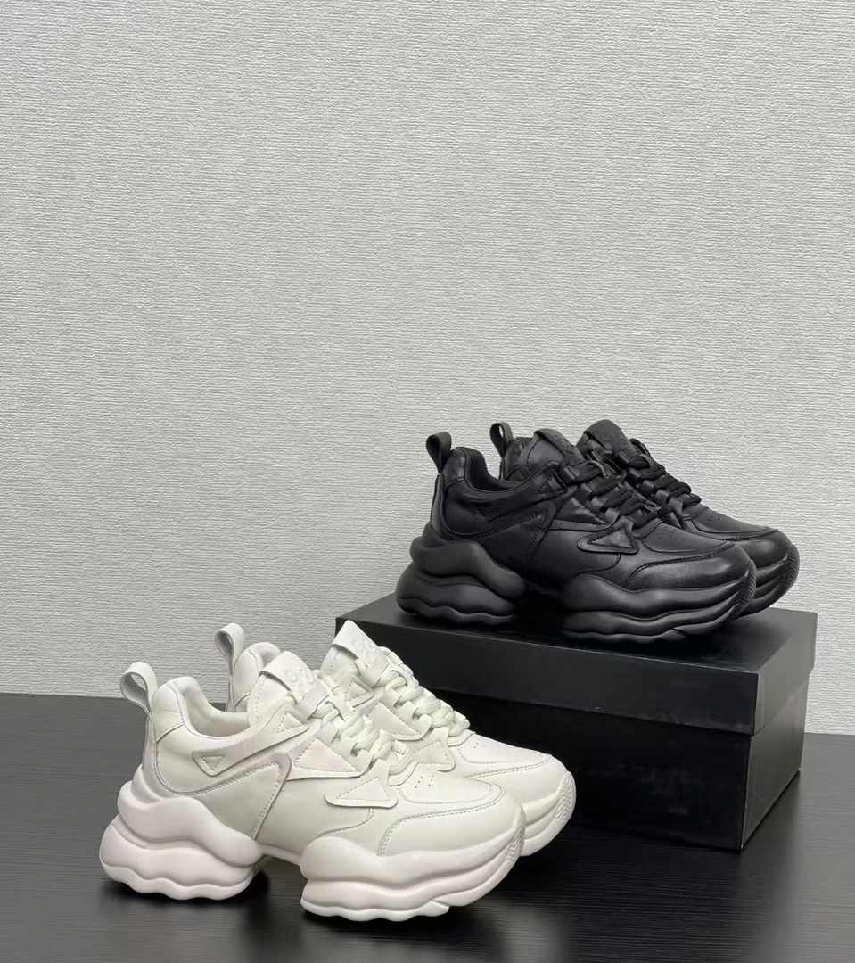 头层牛皮厚底增高运动休闲小白鞋老爹鞋