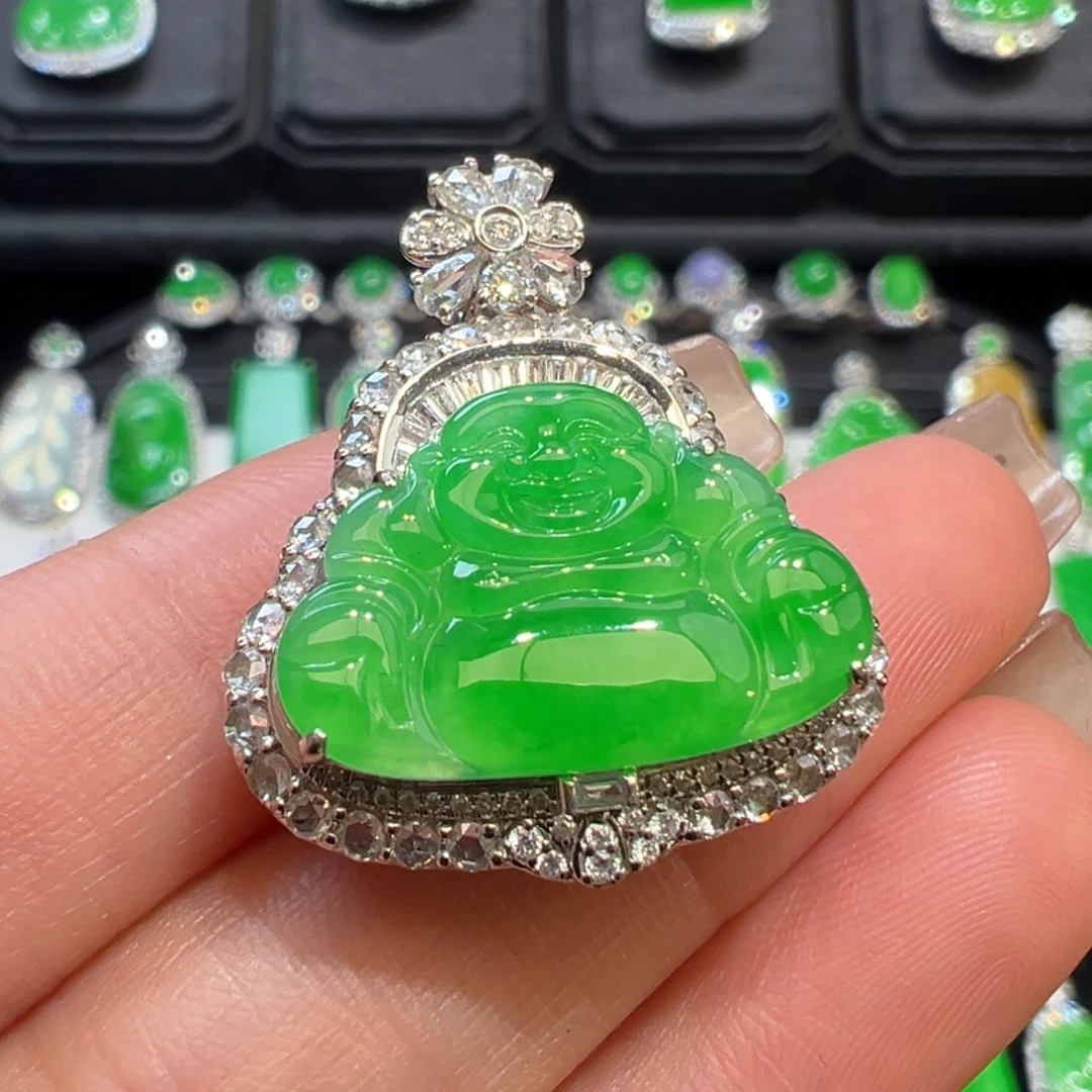 翡翠吊坠(不含链)18K金镶嵌收到货48小时鉴赏期