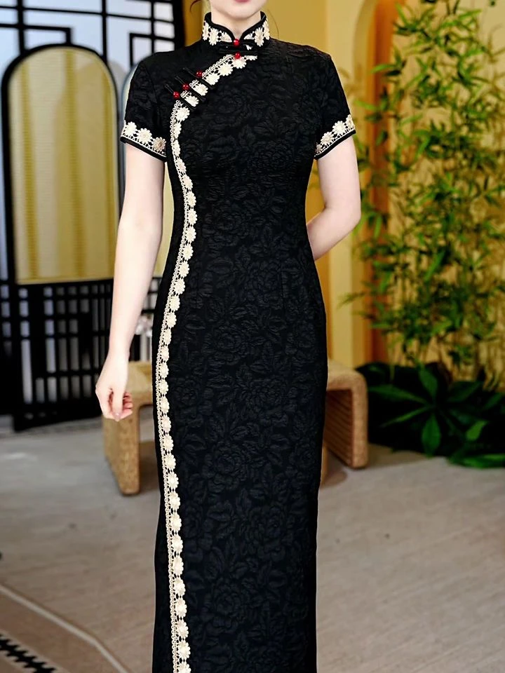 高档时尚新中式改良旗袍连衣裙2025夏季新款收腰显瘦减龄修身裙子