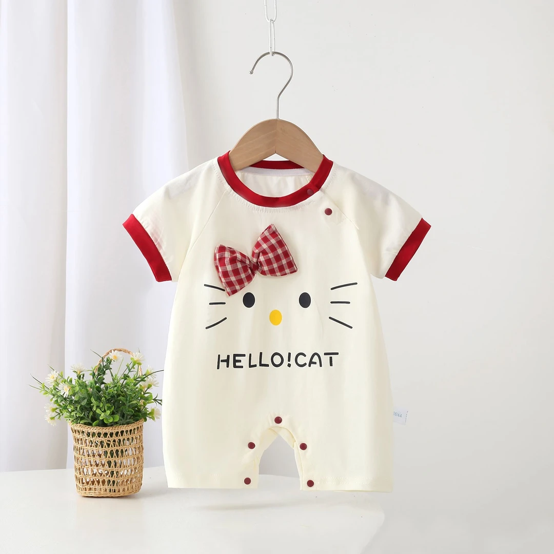 婴儿衣服夏季薄款女宝宝连体衣夏短袖可爱超萌女孩夏天半袖爬爬服