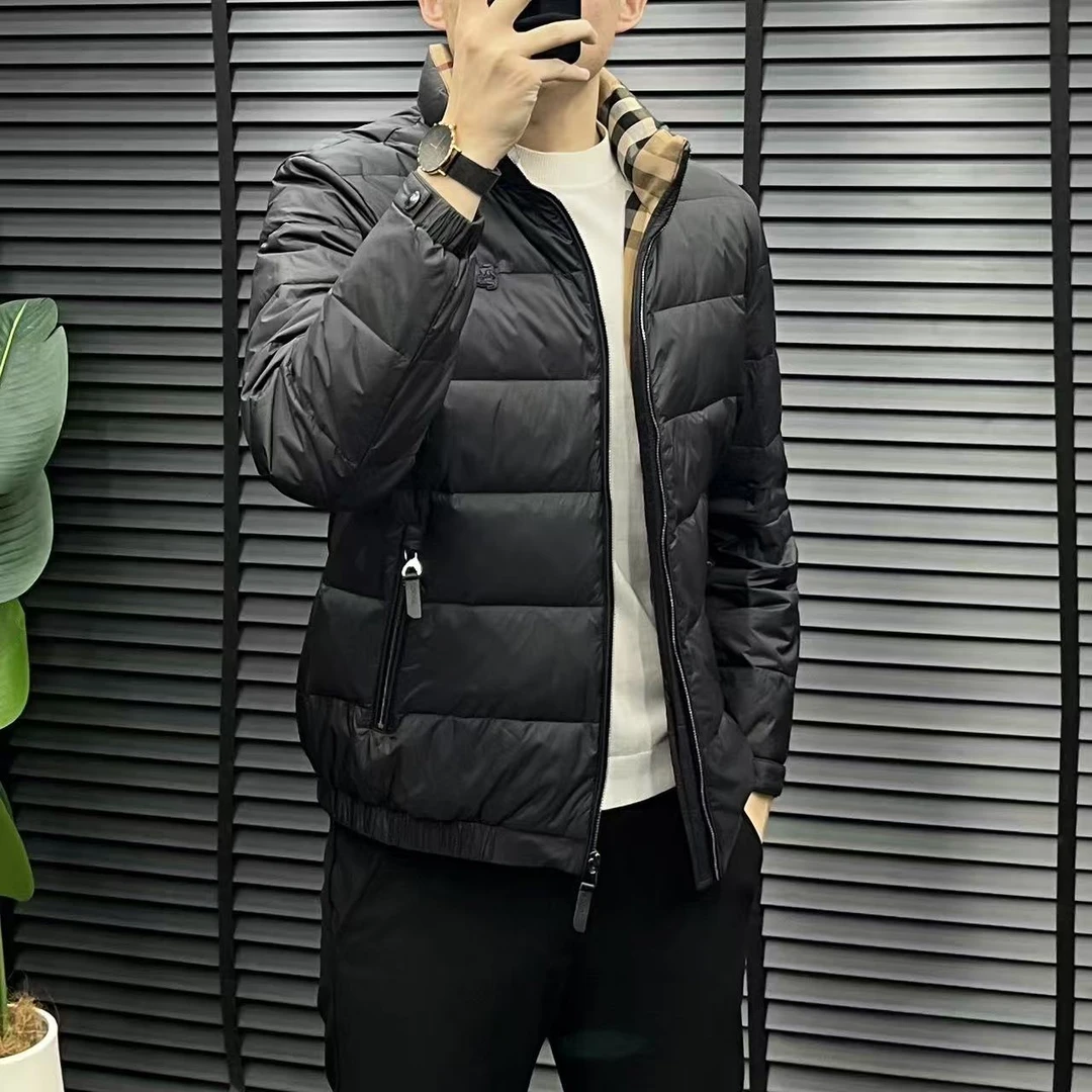 HS冬季新款ZZ5802男士欧货老钱风简约大气休闲短款立领羽绒服