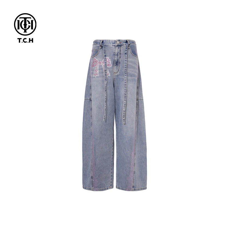 TCH私服烫钻25春季新款时尚休闲百搭牛仔裤女T75A20E5130轻奢tch