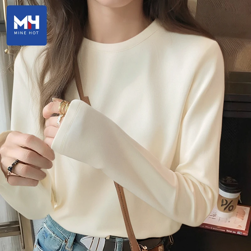 唐狮集团MH纯棉长袖t恤女2025新款春秋季休闲打底衫内搭外穿上衣S