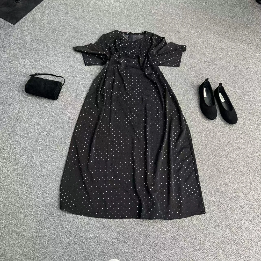 瑶睿安240斤夏款五分袖长裙小众设计大码直筒连衣长裙 3308