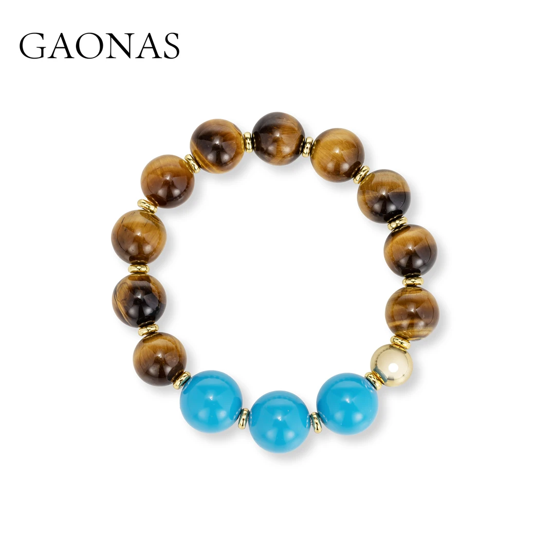 GAONAS 镀K金合成锆石手链 碧金缠云 贵气12mm金色手链11615SGO