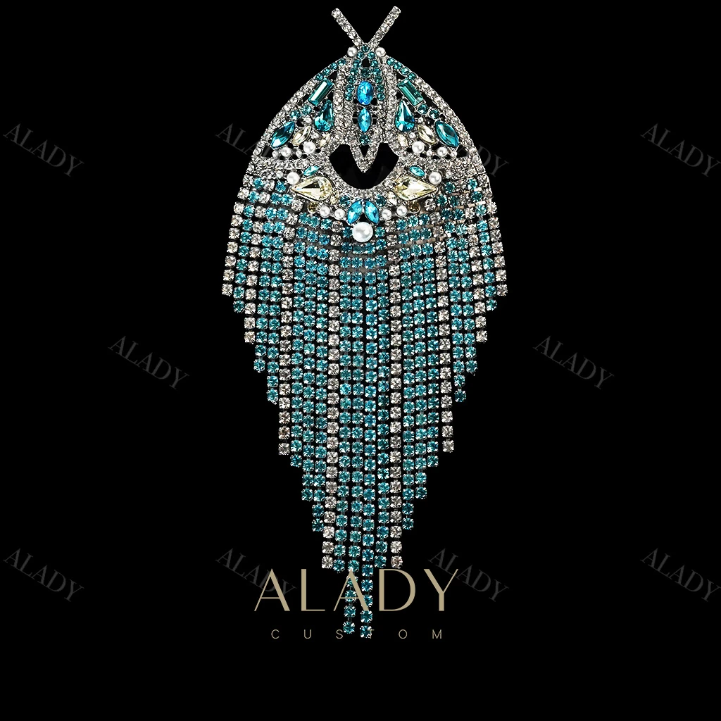 合金合成锆石胸针 天青蓝爆闪梦蝶舞会胸针-MFC3019