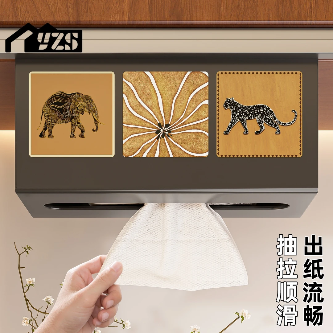 厨房纸巾架吊柜纸架卷纸挂架悬挂收纳倒挂抽纸盒壁挂式橱柜创意