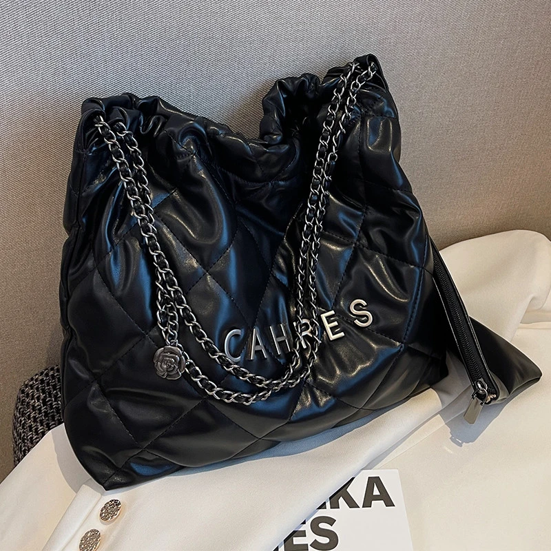 小香风菱格链条包包女秋冬2025新款大容量垃圾袋包时尚通勤托特包