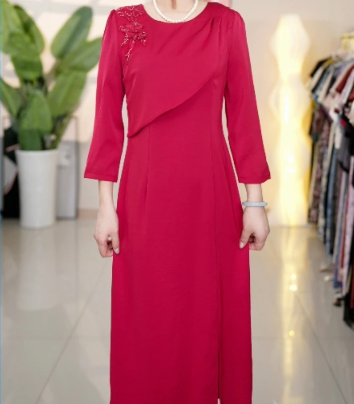 F292 新款轻奢改良式连衣裙2025早秋时髦长袖裙子时尚百搭A字裙