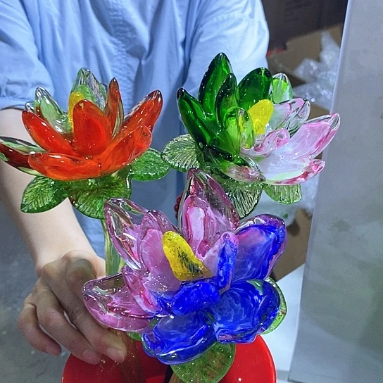 夜光琉璃荷花三只