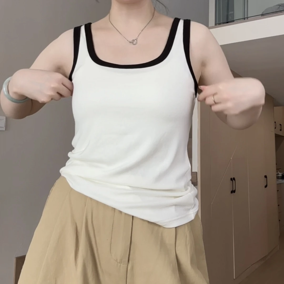 【E210】撞色拼接显瘦工字背心内搭女夏季薄款吊带背心女无袖打底夏