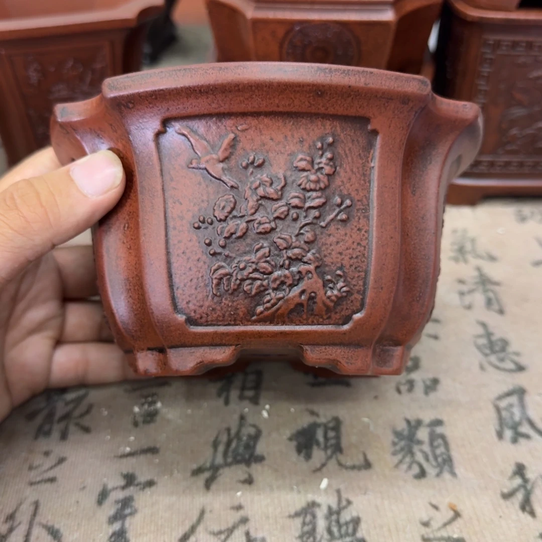 紫砂花盆14x7.5内经紫砂花盆