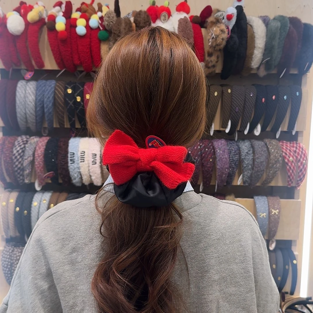 非金属新款红色蝴蝶结发圈21