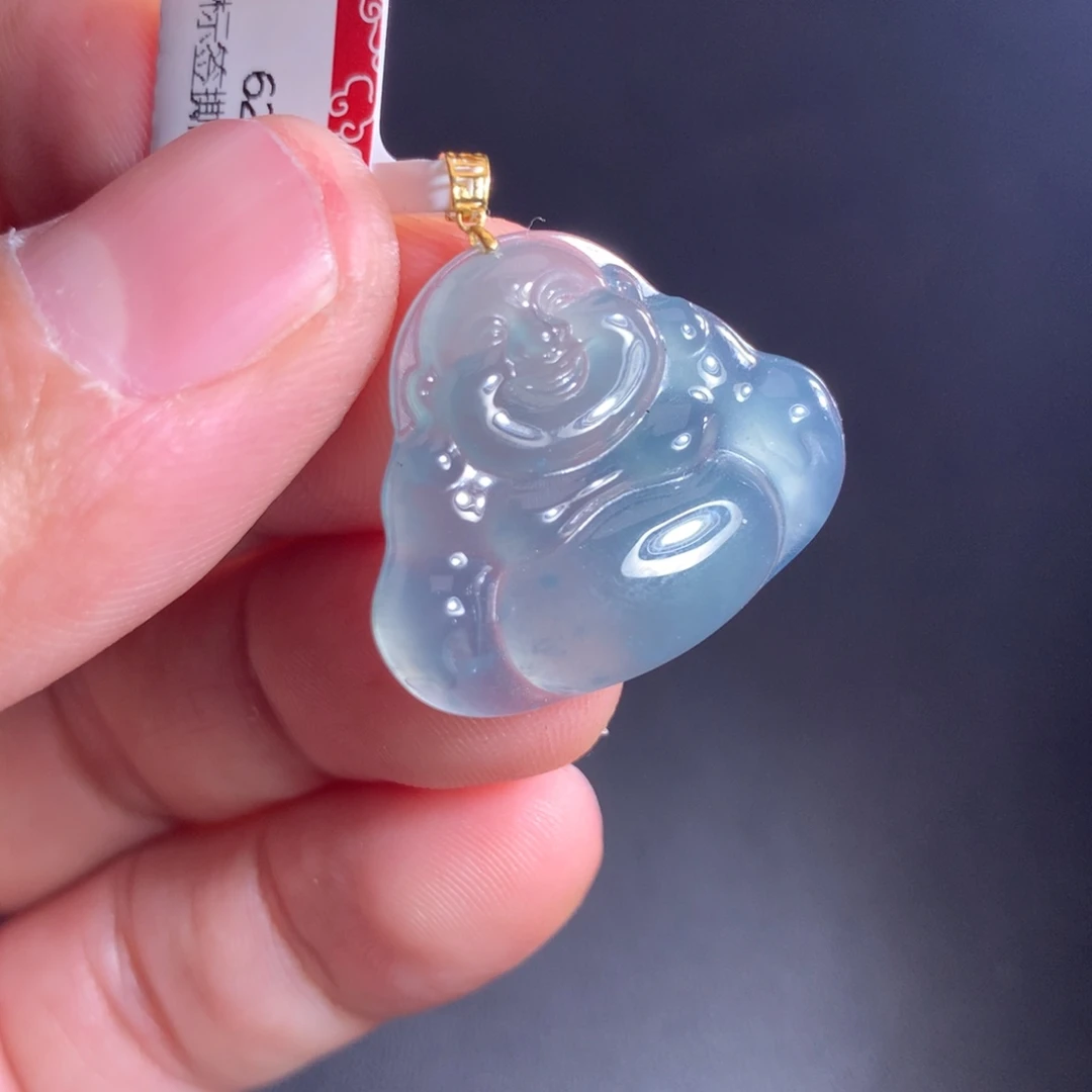 翡翠18K金镶嵌颈饰天然A货翡翠时尚气质女款吊坠挂坠